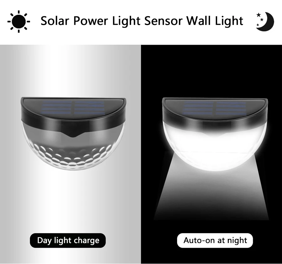 Светодиодный солнечный свет водонепроницаемый Солнечный свет датчик настенный светильник 6 светодиодный s авто вкл/выкл открытый сад патио забор лампа