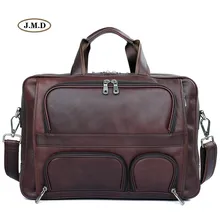 J.M.D Guarantee Genuine Cow Leather Brown Red Men’s Business Portable Travel Bag Unique Design Briefcases Laptop Handbag 7289X