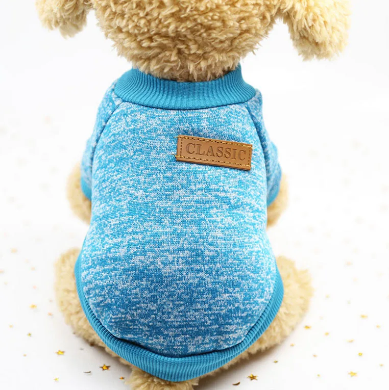 Осенне-зимний свитер для собак, теплая одежда для маленьких собак, мягкий свитер для кошек, одежда для кошек, одежда для чихуахуа - Цвет: Moon blue
