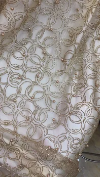 

nigerian S-3176 glued glitter lace fabric hot selling glitter net lace fabric