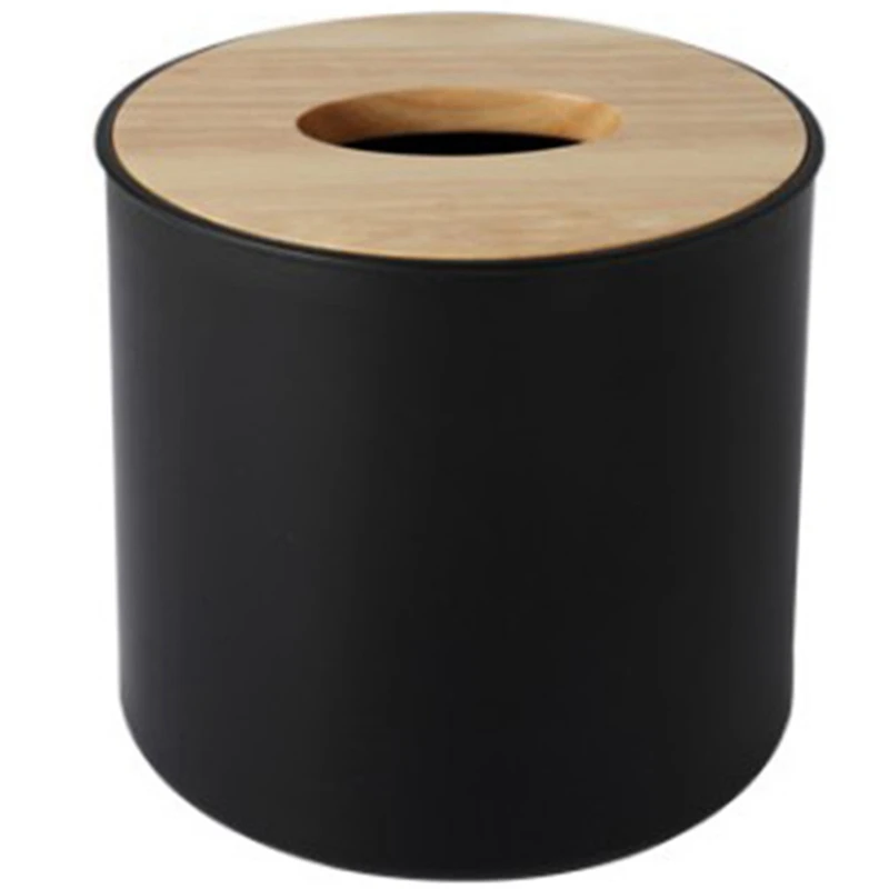 

Modern Paper Towel Container With Mobile Phone Holder Wooden Cover Paper Towel Jar