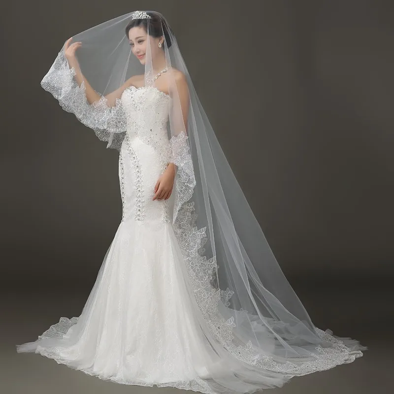 Lace Edge Long Wedding Veil
