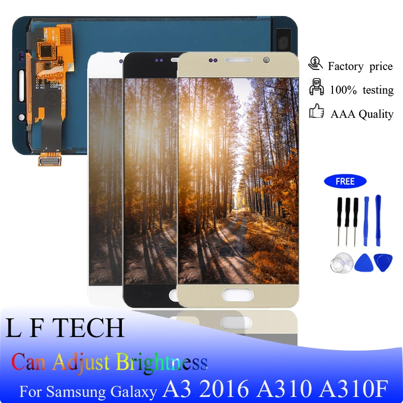 

LCD Display for Samsung Galaxy A3 2016 A310 A310F LCD and Touch Screen Digitizer Assembly Replacement