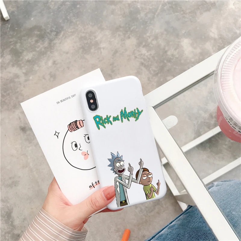 

Rick And Morty Candy Color TPU Case phone For iphoneX 7 8 XS XR XSMAX Pink Red Black Yellow purple White Cover