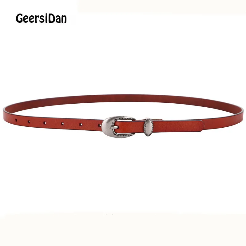 

GEERSIDAN New High Quality Luxury Women belt genuine leather female thin strap vintage pin buckle belt for ladies cinto feminino