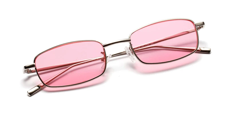 Kachawoo прямоугольные Модные солнцезащитные очки для мужчин Ретро металлическая оправа черные мужские маленькие солнцезащитные очки для женщин летние пляжные UV400 - Цвет линз: clear pink