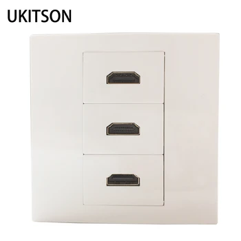 

3 Ports HDMI2.0 Female To Female Connector Triple HDMI2.0 Socket Wall Plate Outlet 86x86mm