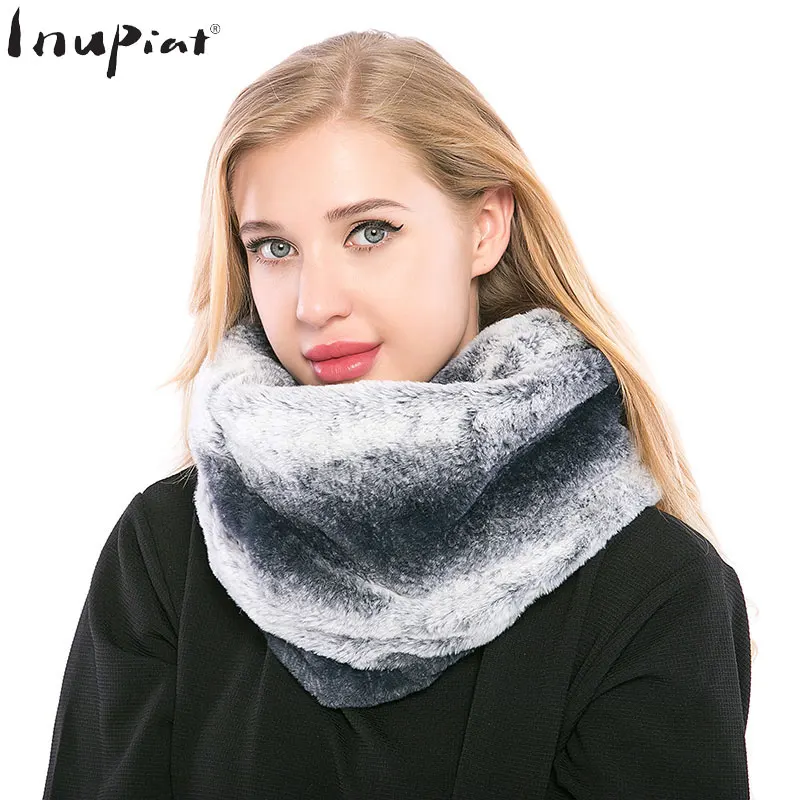 Winter Scarf Scarves for Women Thick Warm Faux Fur Stole Poncho Snud ...