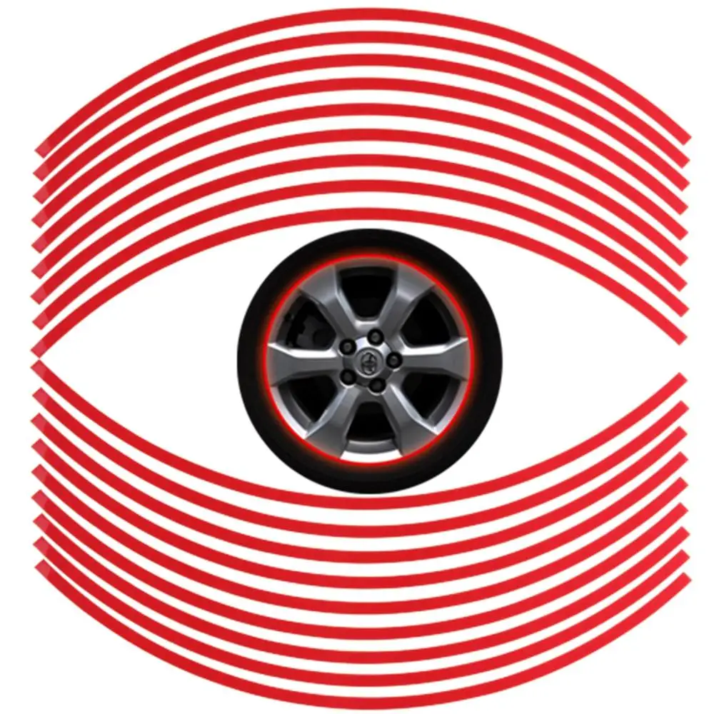 

Set 8mm Red Car Wheel Rim Reflective Tape Stripe Decal Sticker