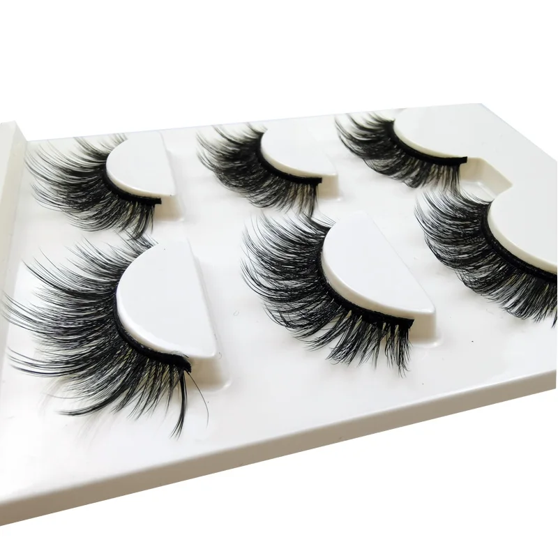 

NEW 3pcs/lot 100% handmade mink fur false eyelash 3D strip mink lashes thick fake eyelashes Makeup beauty False Eyelashes