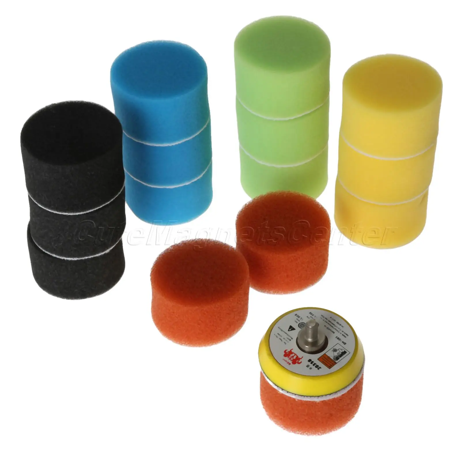 

New 16pcs/set 2" 30mm Flat Polishing Buffing Pad Set For Air Sander Car Polisher Cleaning Detailing Buffer Tools Kit With Sucker