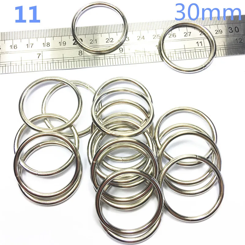 11-30mm Non Welded Metal O Ring Nickel&Black Nickel Plated Backpack Collar Harness Rings Bag Parts  Accessories