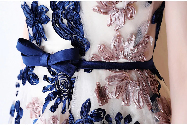 DEERVEADO YM307 Embroidery Short Prom Dresses Sexy Open Back Lace Up Party Dresses Prom Gown Vestido De Festa Curto