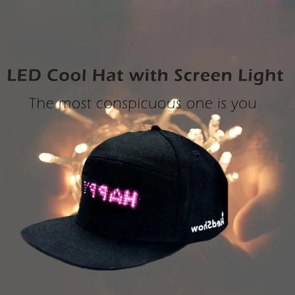 

2019 Newly Hot LED Screen Light Cool Hat Smartphone Controlled Waterproof Baseball Cap MSK66