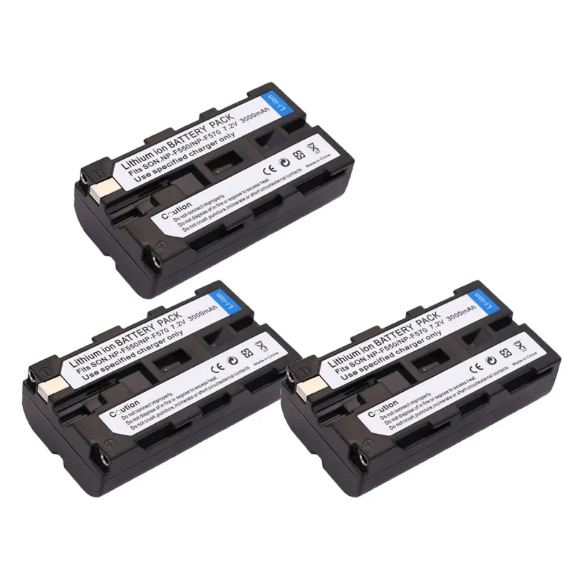 3X3000 мАч NP-F550 NP-F330 NP-F530 NP-F570 NP-F730 NP-F750 Батарея+ светодиодный USB двойной Зарядное устройство для sony CCD-SC55 CCD-TRV81 MVC-FD81 - Цвет: 3battery