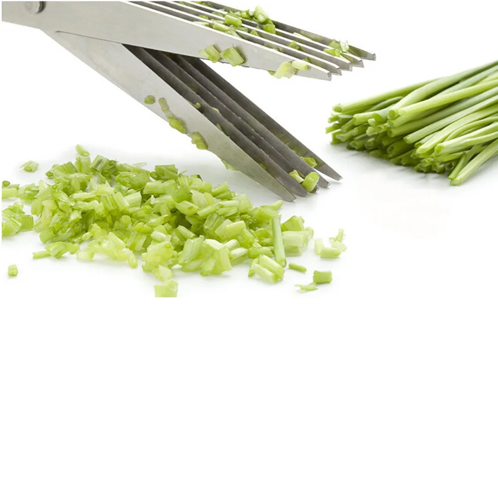 2017 New 5 layers Stainless Steel Kitchen Scissors Kitchen Tools Five Green Onion Cut Multifunction Knife