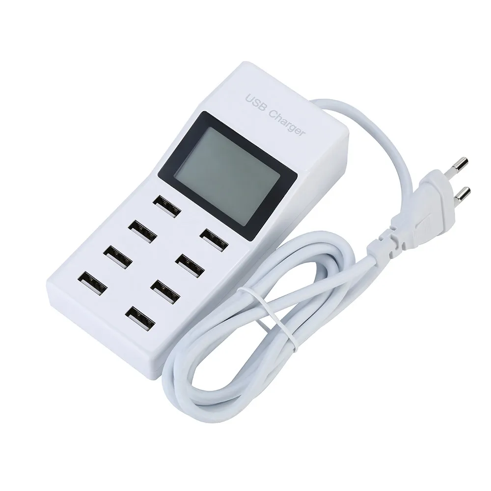USB зарядное устройство многопортовое настольное LCD быстрое для iPhone 8/7/6 / 6S Samsung