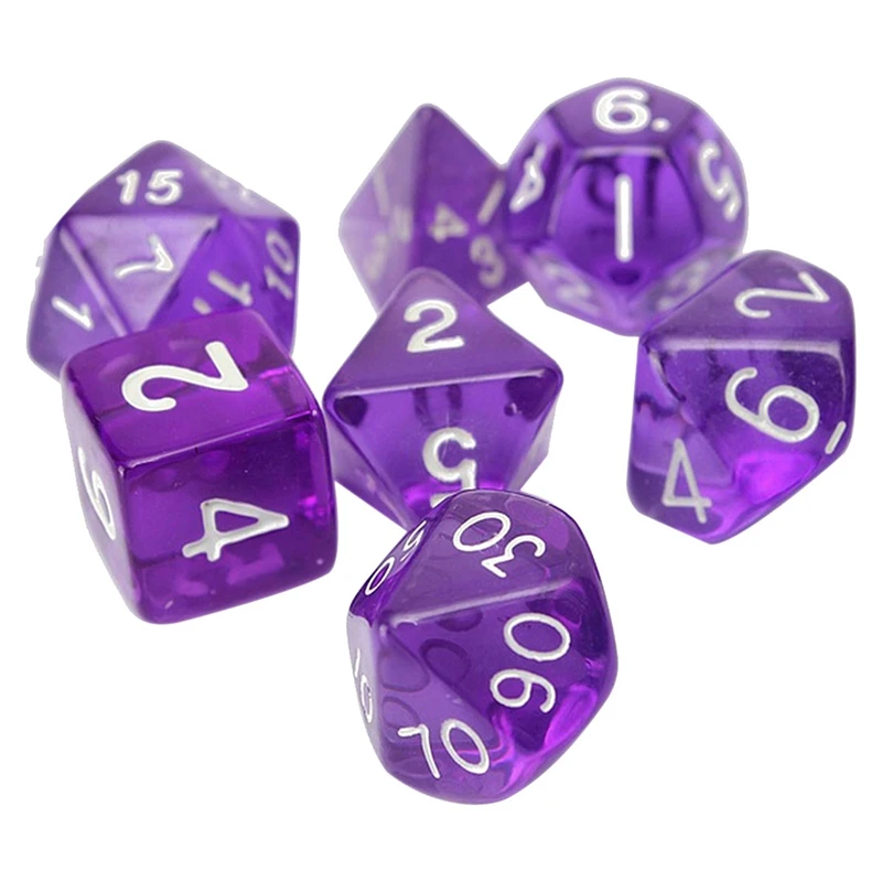 Purple Лидер продаж-7-кости Двусторонняя D4 D6 D8 D10 D12 D20 MTG магия сбор D прозрачная фиолетовая ночная рубашка - Цвет: Purple