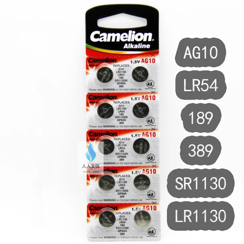 10X 100% натуральная оптовая продажа Camelion LR54 189 AG10 L1131 SR1130 G10 V10GA 389 Щелочная Кнопка