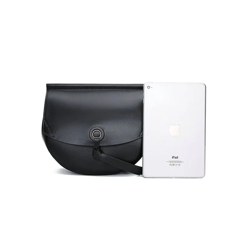 QIAOBAO Retro Cowhide Leather Saddle Bags Women Shoulder Bags Women Handbags Width Strap Ladies Solid Messenger Bag Female