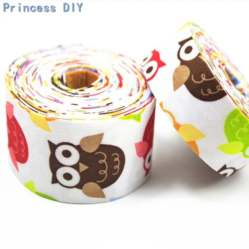 

5Meter/Lot 25mm 40mm Cute Lovely Polyester Fabric Cloth Owl Ribbon Printed Layering Webbing DIY Hair Bow Accessory Material