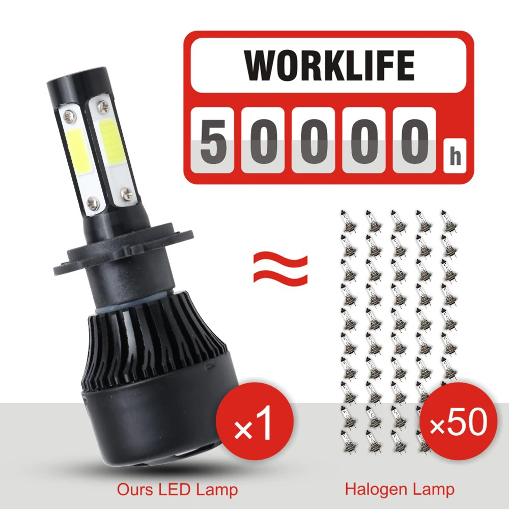 2X светодиодный X7 H4 H7 лампы для передних фар H11 12V 9005 9006 72W фары 8000LM Автомобильный