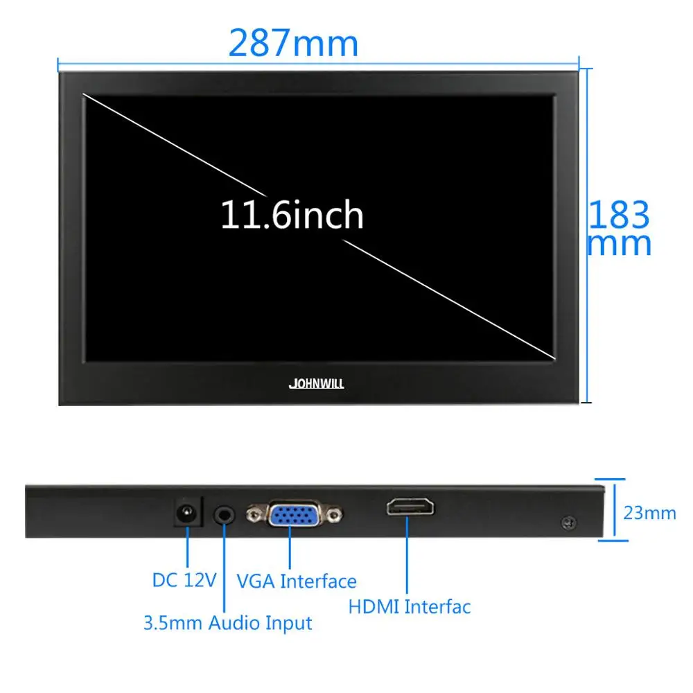 11," мини HDMI VGA 1920*1080 игровой дисплей ips для компьютера монитор консоль Мини ТВ PS3/4 малиновый ноутбук - Цвет: HD116-VGA-12V