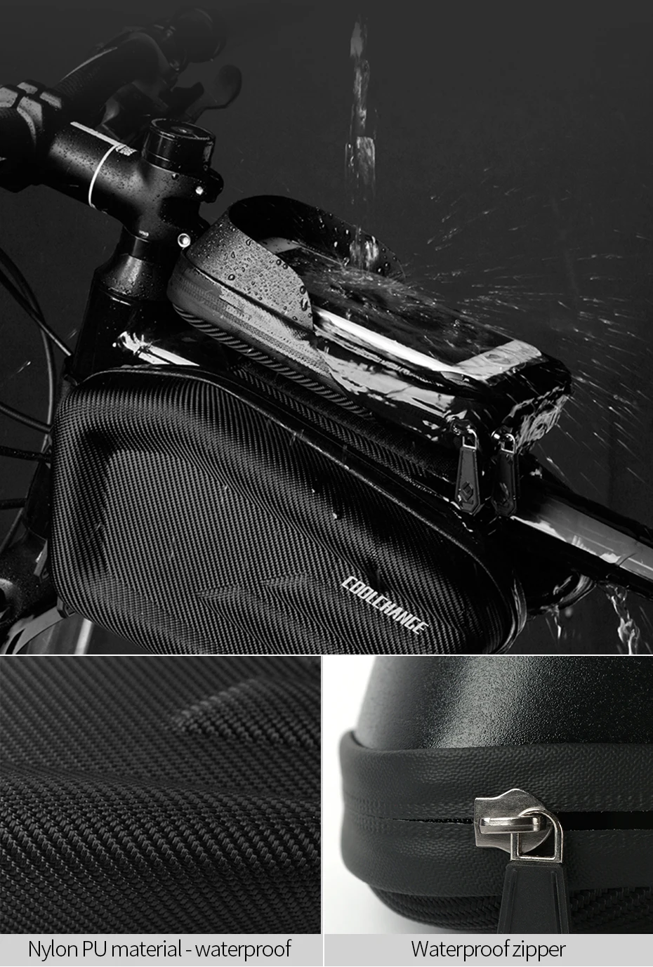 Perfect Coolchange Touch Screen Waterproof Cycling Bike Bag Bicycle Tube Bag Mountain Bike MTB Front Frame Mobile Phone Bag Accessories 18