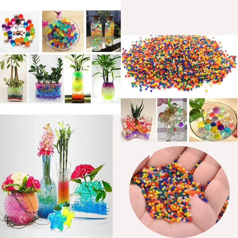 

Hot 2000Pcs/10 Bags colored soft crystal water paintball for gun bullet grow water beads grow balls water gun toys