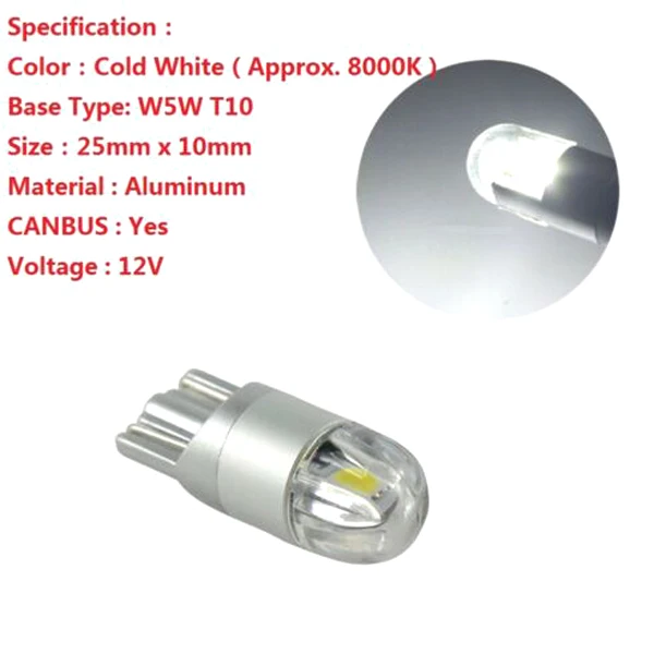 

2 Pcs T10 LED Bulbs Light Lamp SMD Replacement High Brightness for Car Vehicle VS998