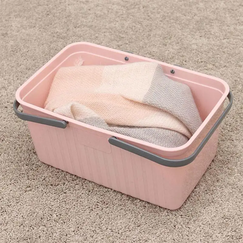 Портативный ванная комната пластик настольная корзина для хранения душ для ванной хранения Организатор для дома колледж общежития - Цвет: Pink