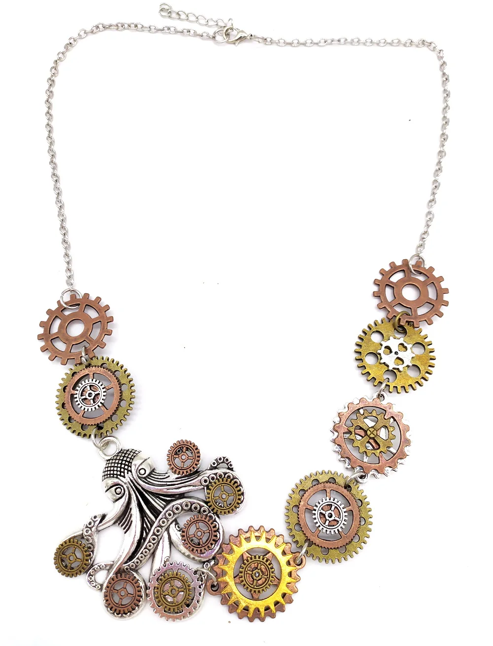 New Original Design Octopus Gears Claws with Various Gears Vintage Industrial Steampunk Necklace