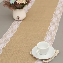 Camino de mesa de arpillera Natural Vintage brumoso para boda, corredores de mesa de encaje de lino de yute, decoración navideña para comedor o hogar