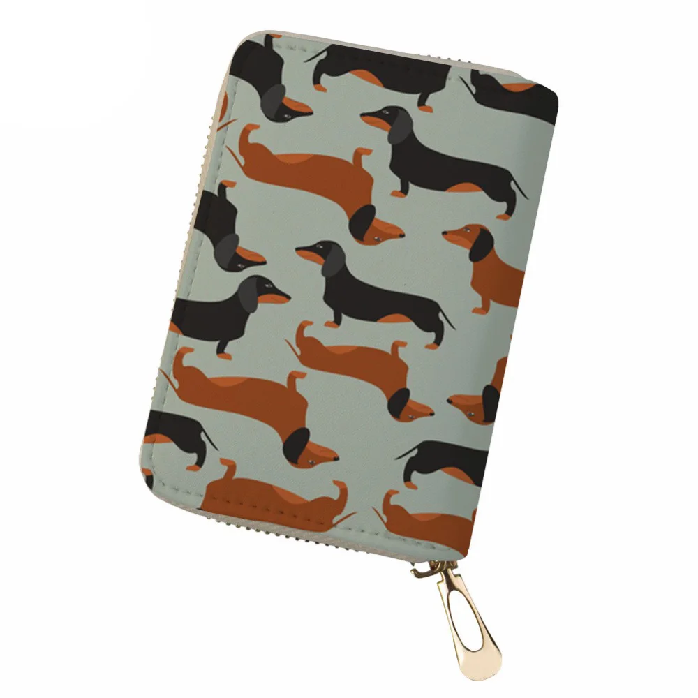 

NOISYDESIGNS PU Leather Credit Card Holder Sausage Dog Wiener Dog Doxie Dachshund ID Card Holder Ladies Driving License Cover
