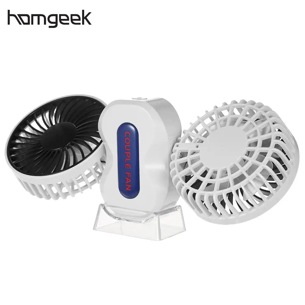 

Homgeek Portable Double-head Fan USB Rechargeable Fan Foldable 180 Rotation Adjustable Wind Speed Desktop Air Conditioner