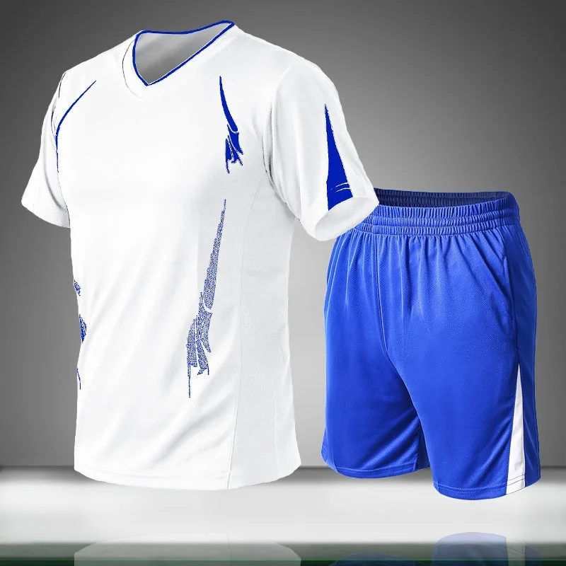 

2019 New Casual Men Sets Summer Solid Sports Suit Two Piece T Shirts+Shorts Men's Sportswear Jogger Slim Fit Tracksuit Quick Dry
