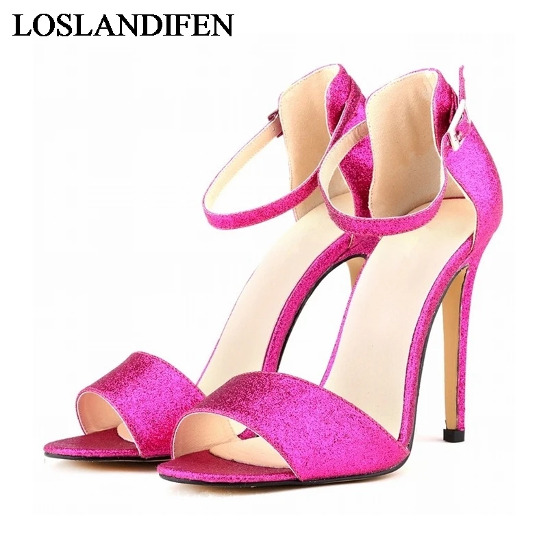 

New Women Summer High Heels Sandals Brand Design Ladies Glitter Transparent Nubuck Pu Leather Pumps Shoes NLK-B0060