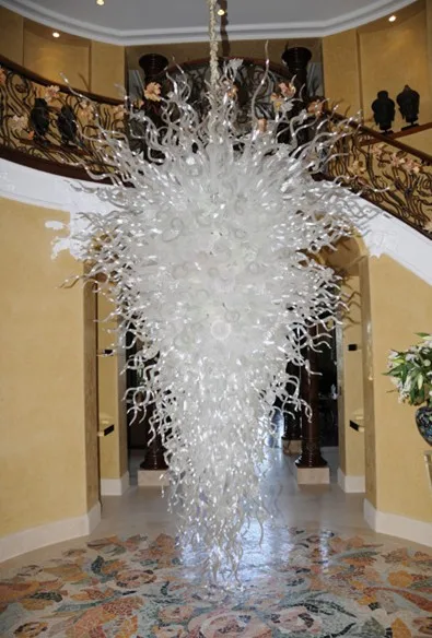 

Modern Chandelier Light Big Size Luxury White Glass Living Room Lights Hand Blown Glass Art Led Chandeliers