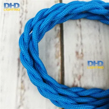

12meters 2 Wire Vintage blue color 0.75mm2 braided Wire Twisted Cable Textile Cable Vintage lighting cable free shipping