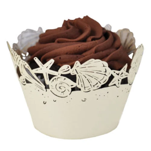 

FLST 10 Pcs Sea shells cupcake wrappers,16 colours UK seller(Ivory)