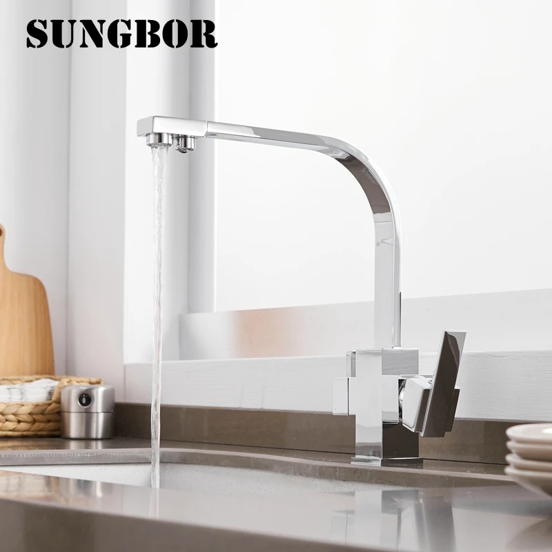  3 Way Drinking Water Faucet Water Filter Purifier Kitchen Faucet Black Hot Cold Mixer Basin Tap 360 - 32952336120