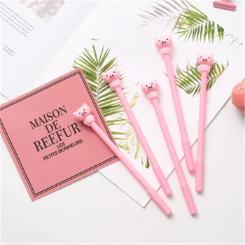 

Kawaii Pink smiling piggy Gel Pen Black Refill cute pens office accessories school supplies funny korean stationery gift