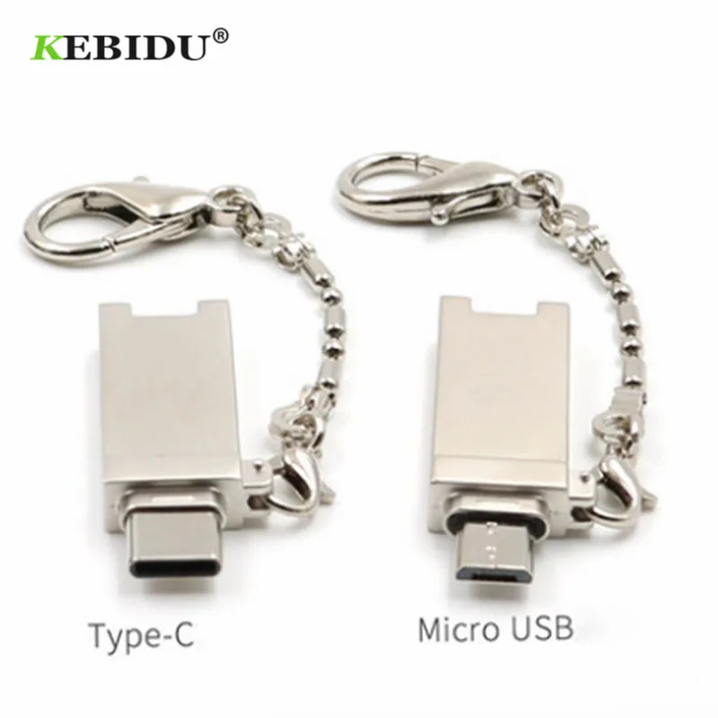 

KEBIDU Keychain Type C Micro USB OTG Memory Card Reader Aluminum Adapter Converter for Micro SD/TF PC Computer Wholesale