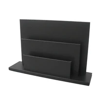 Steckplätzen Holz Pu-leder Schreibtisch Broschüre Buch Magazin Display Rack Halter Ständer Regal Für Hotel Restaurant Dekoration Schwarz 1279