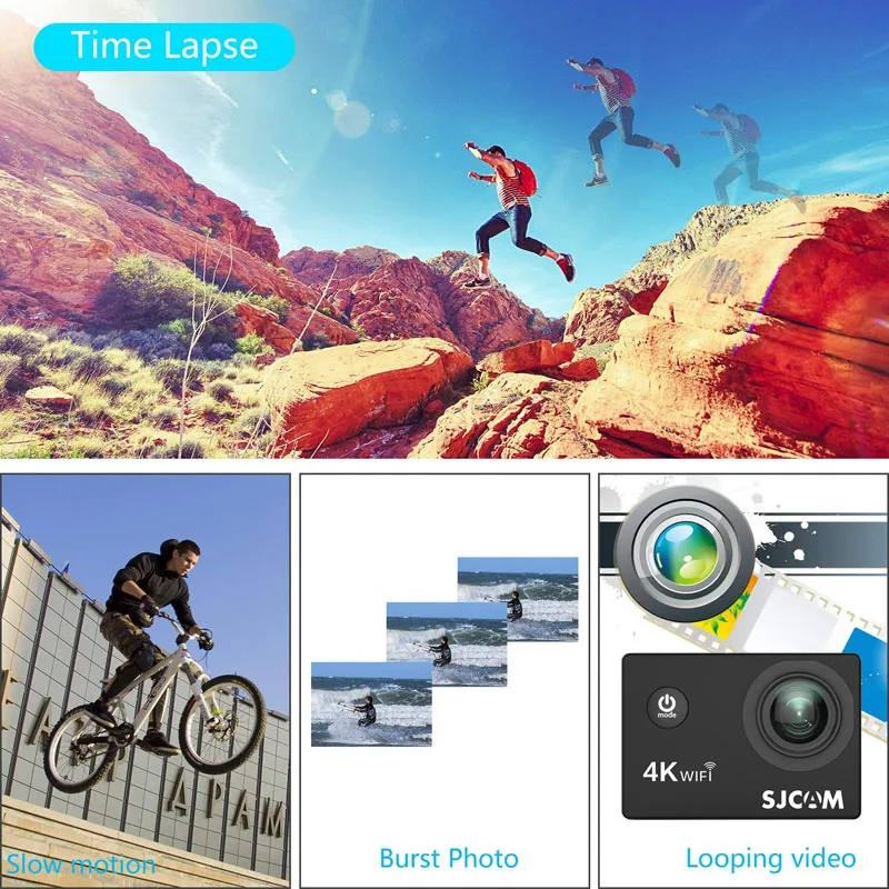 Дешево Экшн камера SJCAM SJ4000 AIR, Спортивная, 4 k @ 30FPS, WiFi, 2,0 дюймов, ЖК экран, для дайвинга, 30 м, водонепроницаемая, SJ 4000, камера для экстремальных видов спо...
