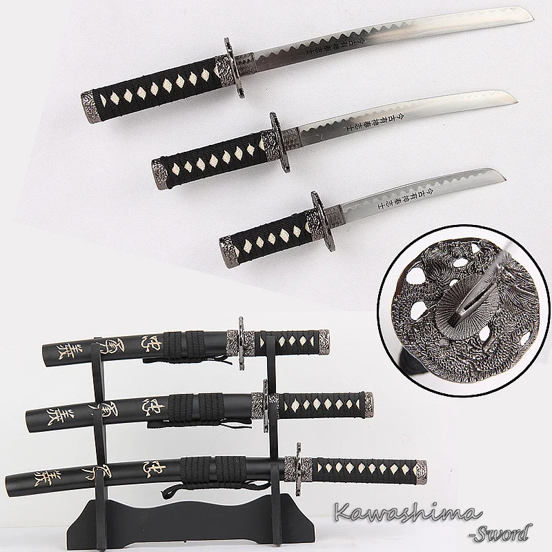 Bushido Musashi 3 шт. в комплекте фотообои с деревянной подставкой из углеродистой стали
