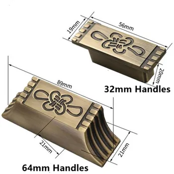 

32mm 64mm Retro creative tracery drawer cabinet pulls knobs antique brass dresser cupboard door handles pulls knobs