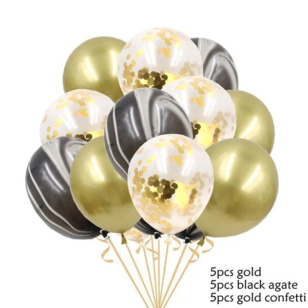15 шт. 12 дюймов металлические цвета латексные воздушные шары с конфетти надувной шар для свадьбы, дня рождения, украшения - Цвет: Black Agate Confetti