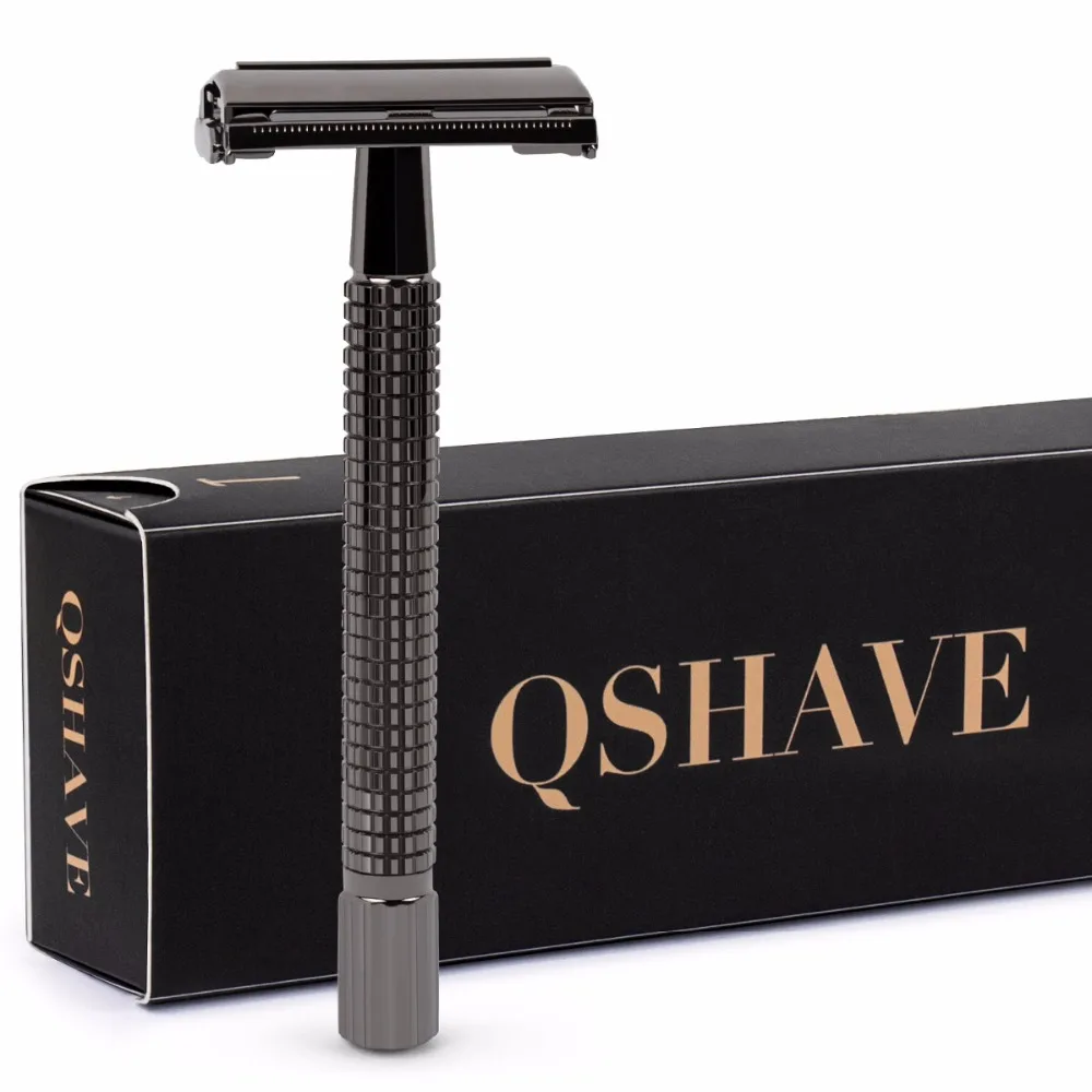 Double Edge Safety Razor Long Handle Butterfly Qshave Open Classic