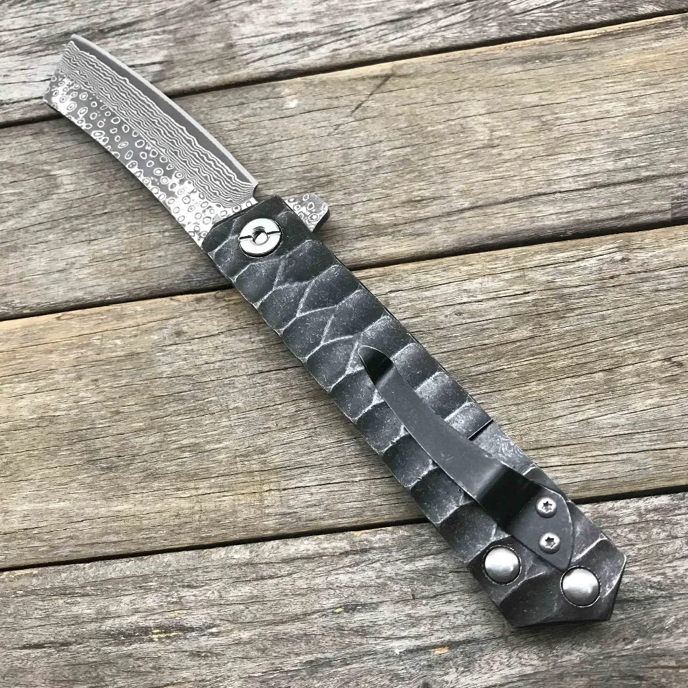 LDT Twosun Razor Folding Knife Tanto Damascus Blade Steel Handle Butcher Knives Flipper Camping Survival Hunting Knife EDC Tools LDT Twosun Razor Folding Knife Tanto Damascus Blade Steel Handle Butcher Knives Flipper Camping Survival Hunting Knife EDC Tools